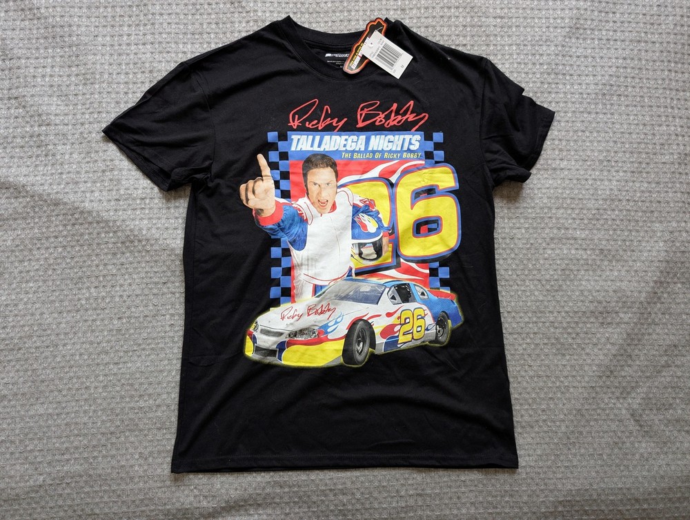 Talladega Nights Ricky Bobby Shirt Tee Mens Medium Black Movie NASCAR Graphic