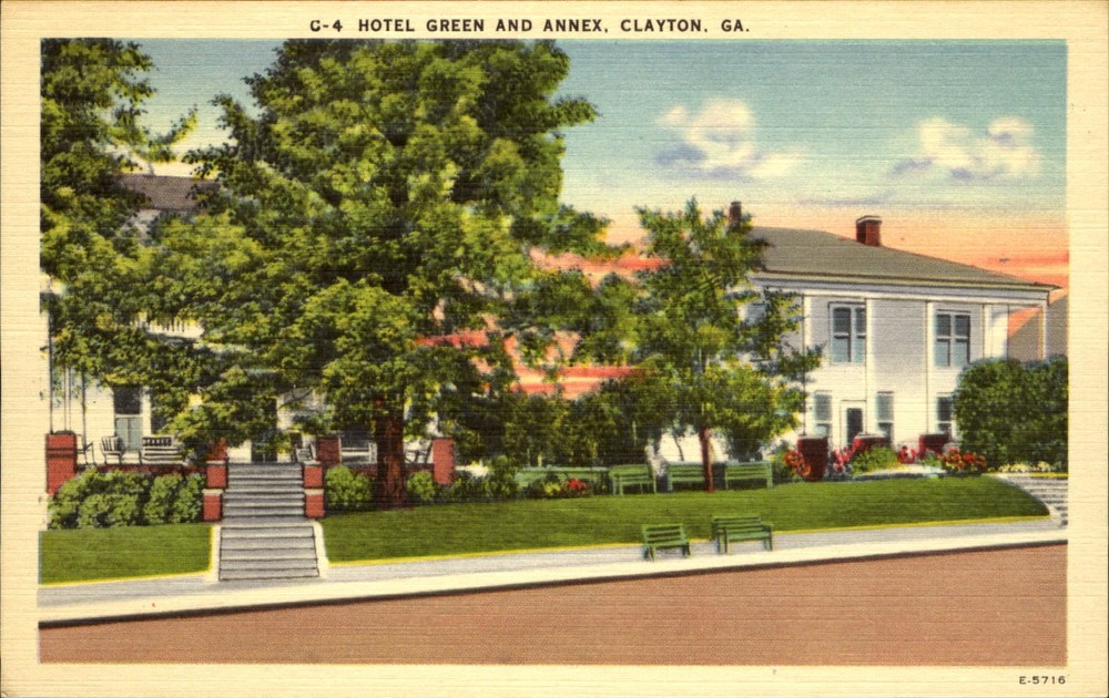 Hotel Green and Annex ~ Clayton Georgia GA ~ 1930s vintage postcard