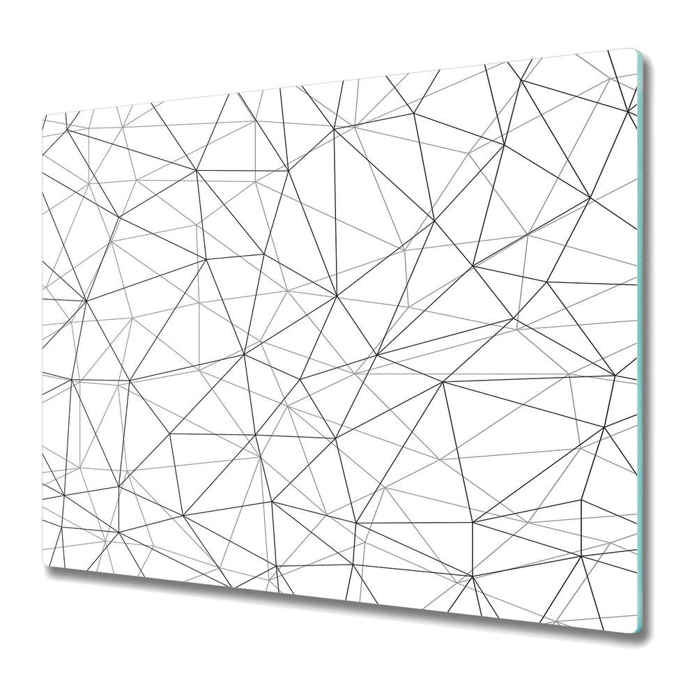 Glass Kitchen Chopping Board Net geometric white and black photo 60x52