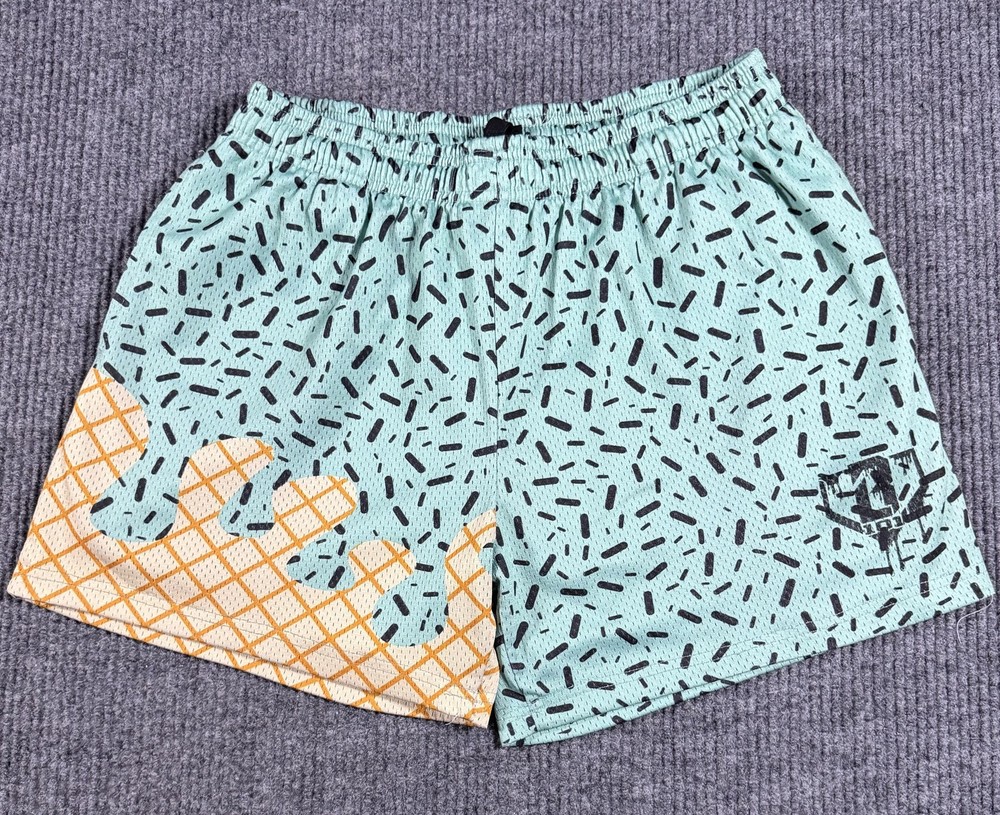 Baseball Lifestyle 101 Shorts Mens Medium Ice Cream Sprinkle Print Mesh Green