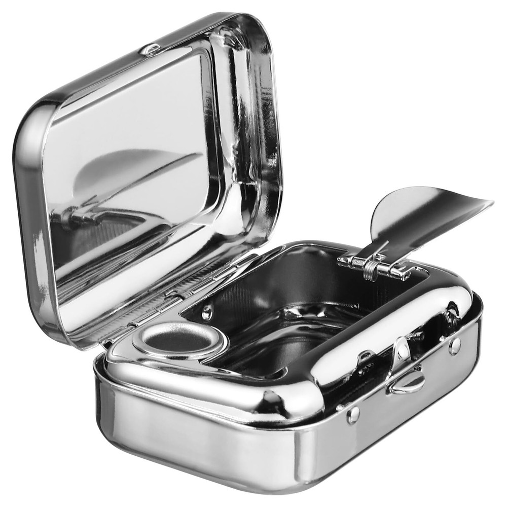 Pocket Ashtray Mini Portable Ash Tray Metal Cigar Ashtrays with Lid Cigarette