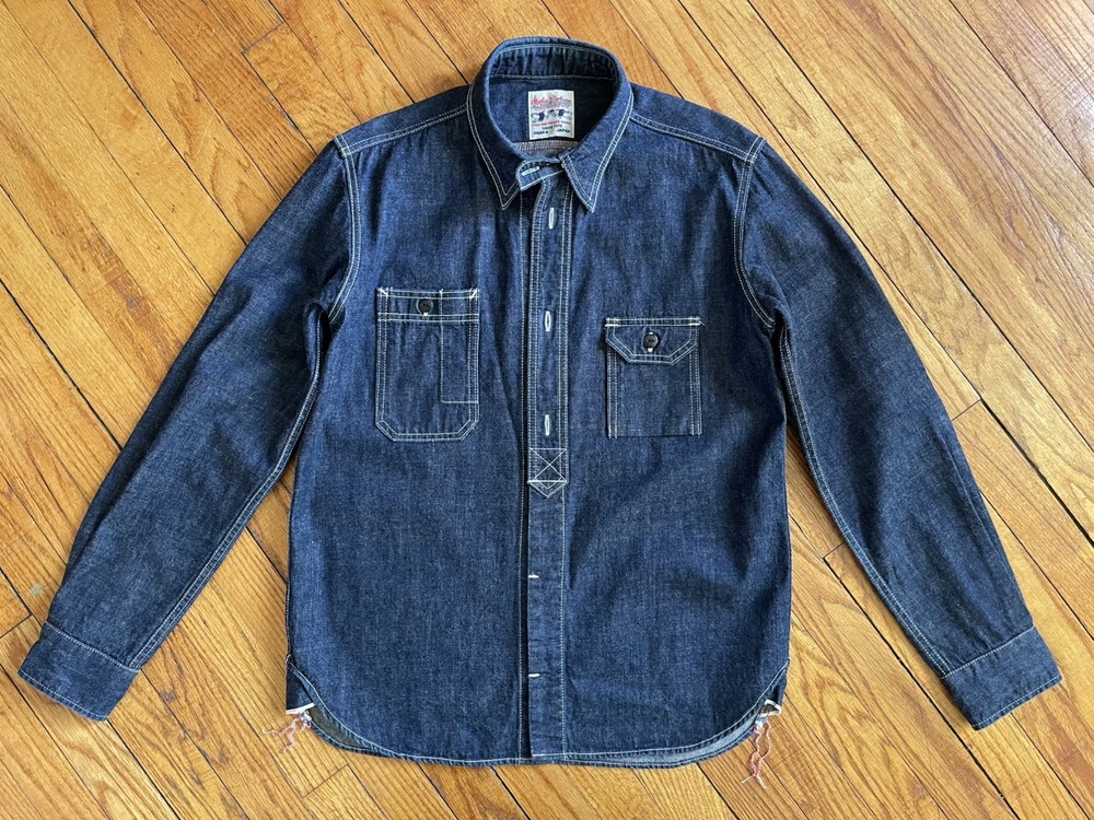 Size M - Studio D'Artisan D5333 Denim Indigo Workshirt Chambray Men’s Slim