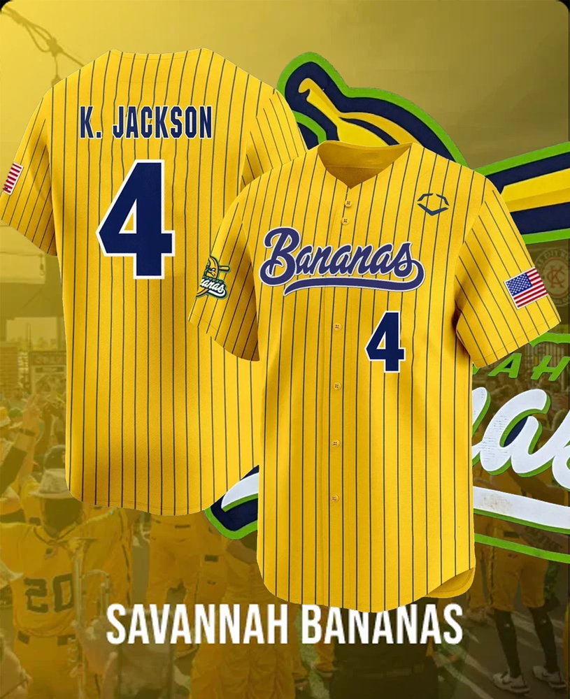 Savannah Bananas #4 KJ Jackson Baseball Jersey Shirt All Size QT853