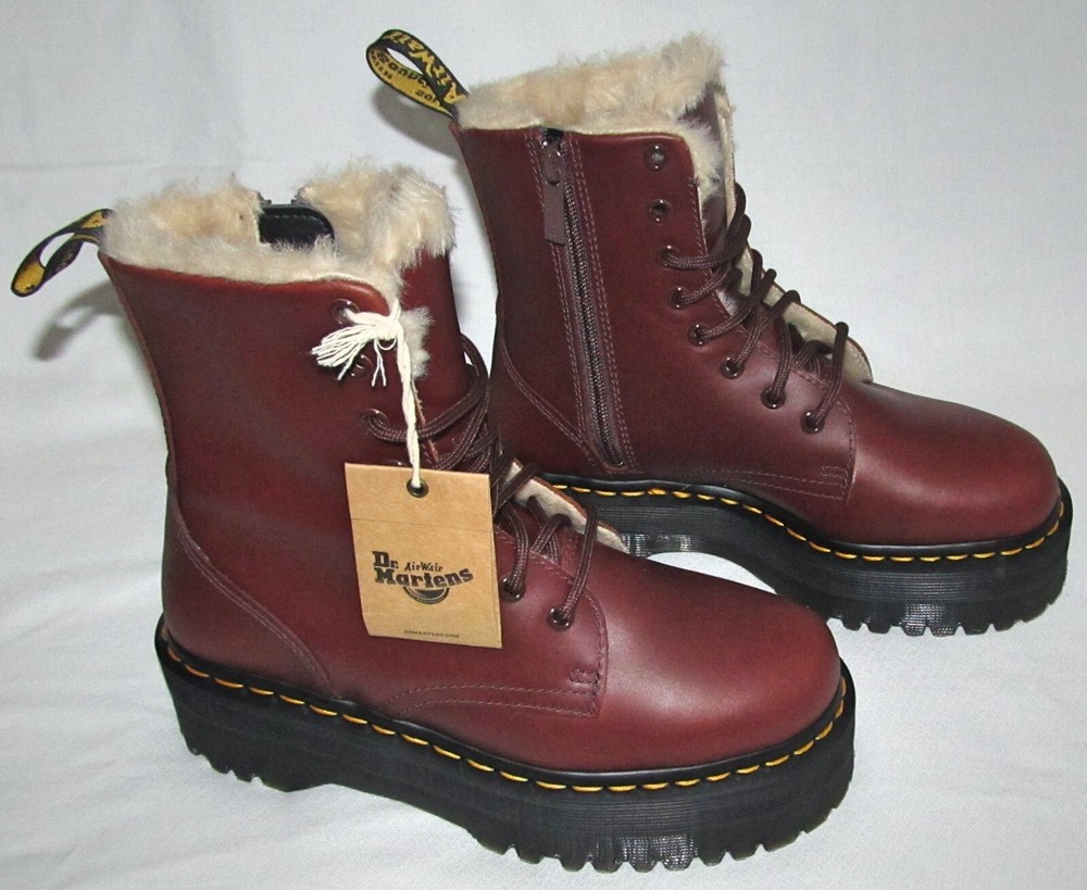 Dr Martens Jadon Abruzzo Faux Fur Lug Sole Combat Boots Women's Size 7 Men's 6-image