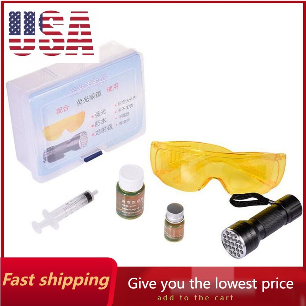 UV Oil Leak Detection Kit for Automotive AC System with Dye and Flashlight-image