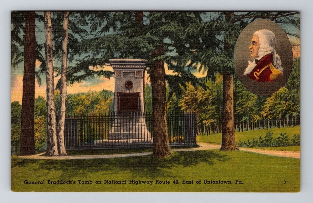 Uniontown PA-Pennsylvania, General Braddock's Tomb, Vintage Postcard