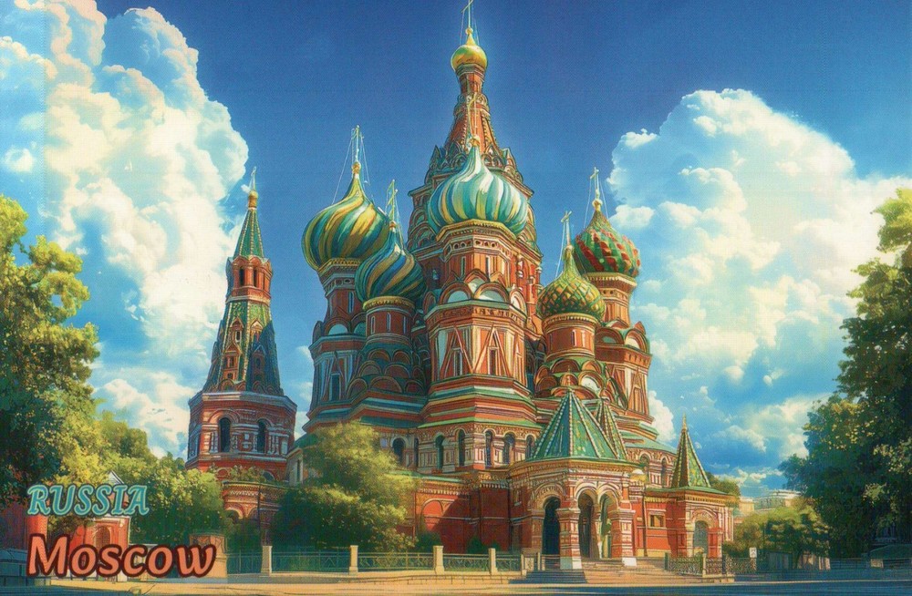 St. Basil's Cathedral Red Square Moscow Russia, near Kremlin --- Modern Postcard