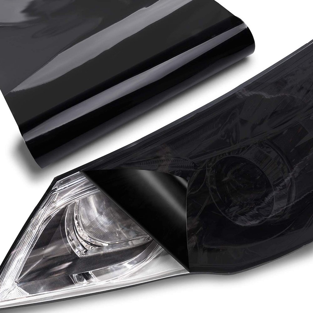 12x72 Gloss Black Smoke Vinyl Film for Car Headlights Taillights Fog Lights