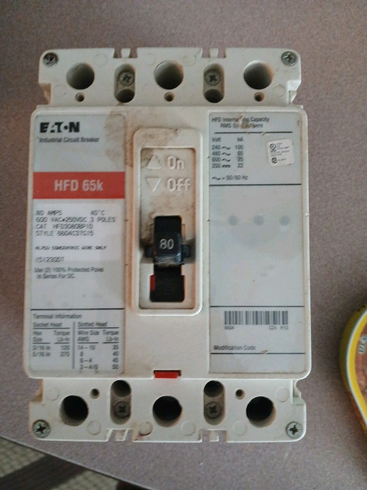 Eaton HFD3015BP10 Complete Molded Case Circuit Breaker - White