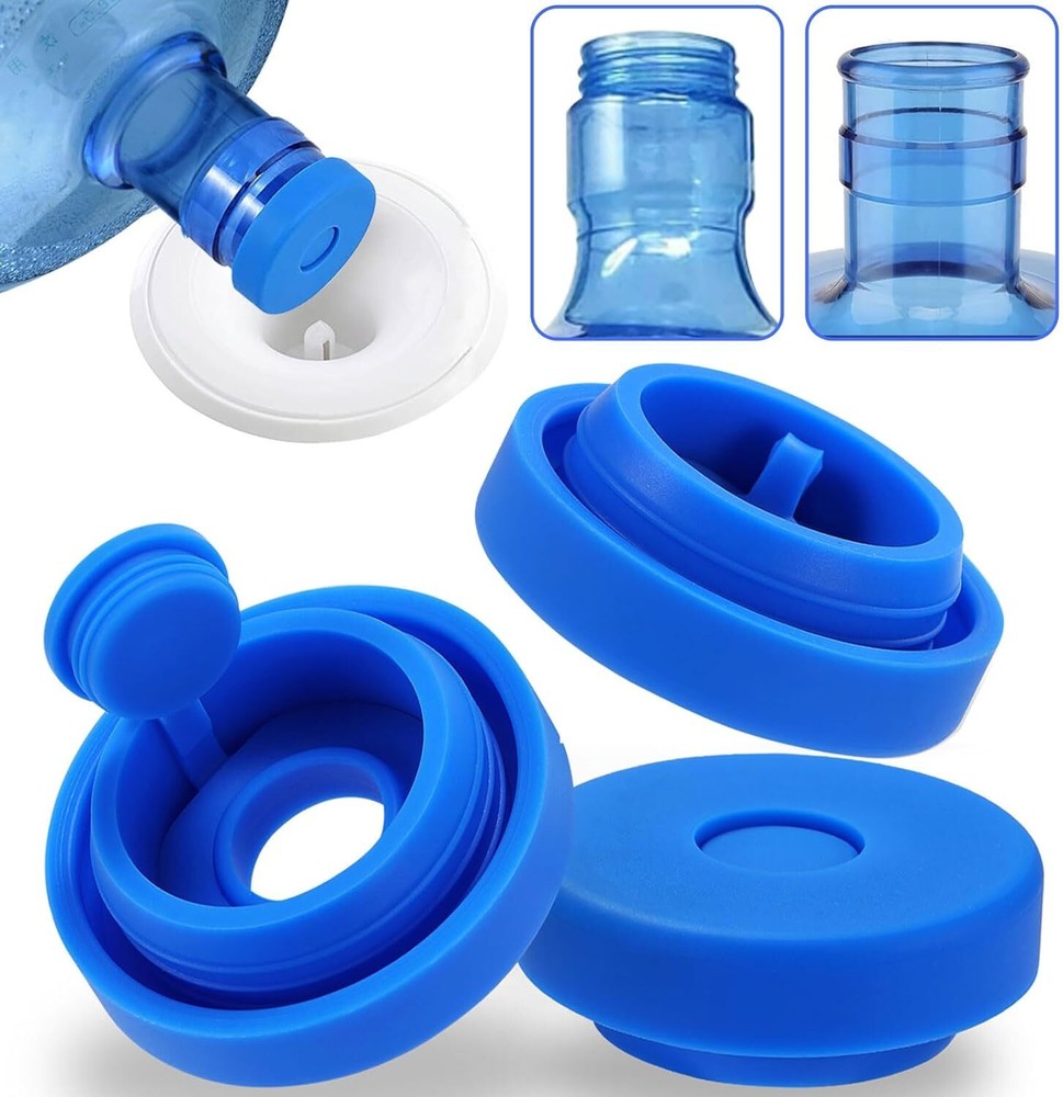Reusable Food Grade Silicone Water Jug Cap for 3 & 5 Gallon Jugs in Blue