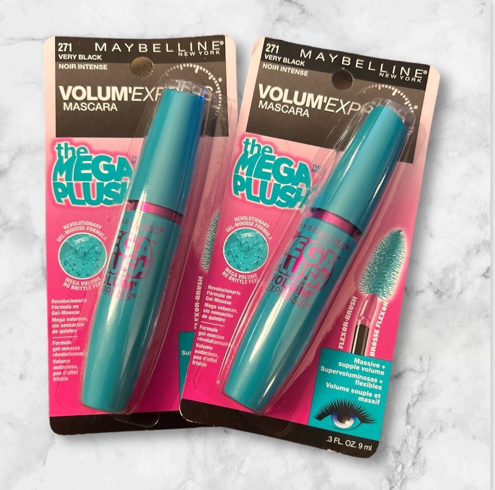 Maybelline Volum Express Mega Plush Mascara Very Black 271 2-Pack