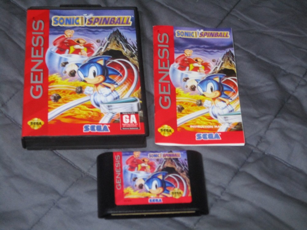 LOOK EXCELLENT Sega Genesis Game (CIB) - Working Game - SONIC HEDGEHOG SPINBALL