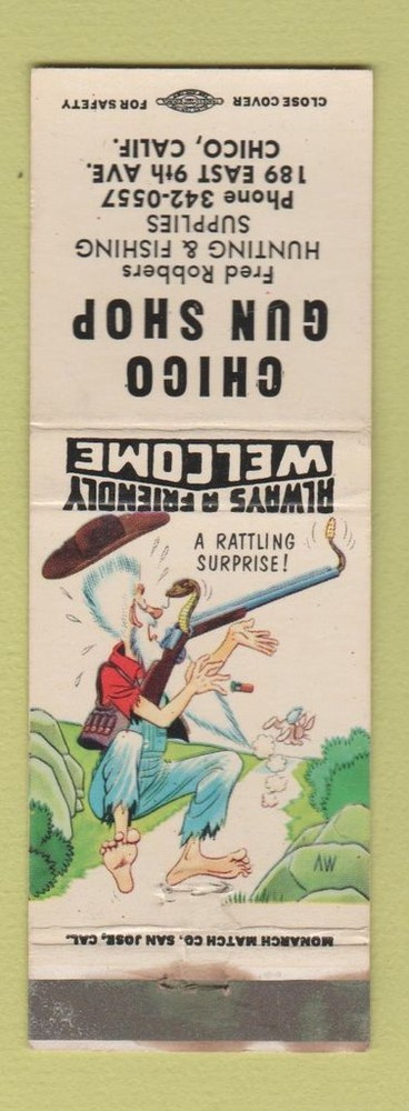 Matchbook Cover - Chico Gun Shop CA WEAR hillbilly