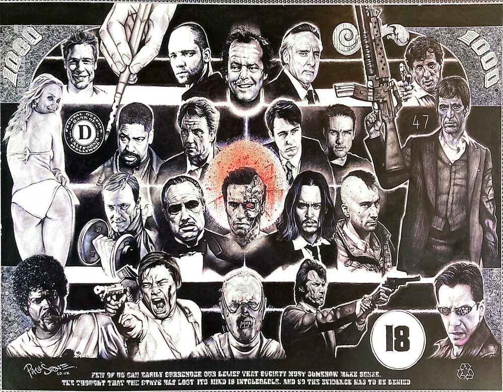 Mini Movie Poster Paul Stone Certificate 18 Terminator Scarface Matrix