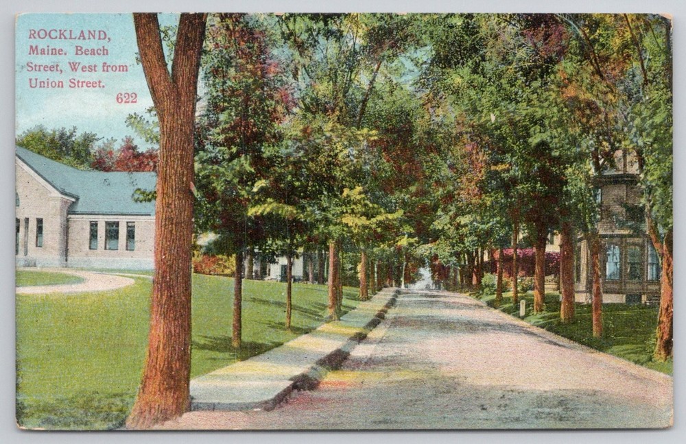 Rockland, Maine Beach Street 1911 Postcard Mason Bros. Germany