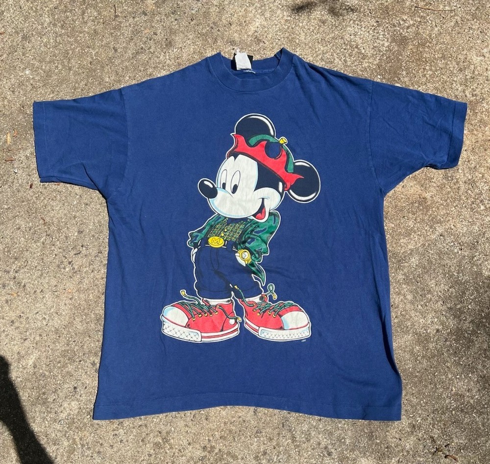 90's Hip Hop Mickey Sz XL T-Shirt Blue Unlimited Jerry Leigh Disney Vtg
