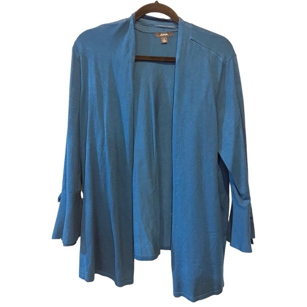 Alfani Open Front Bow Accent Bell Sleeve Cardigan Sz XL Dark Blue