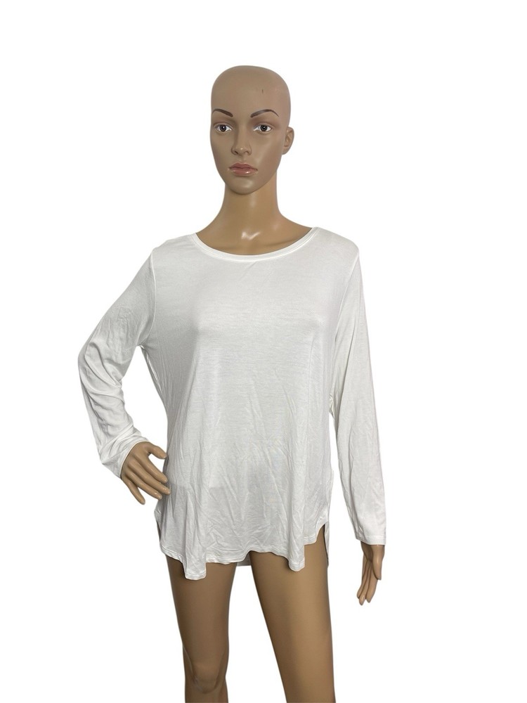Old Navy Luxe Women’s Size Large Long Sleeve Scoop Neck Solid White Tee