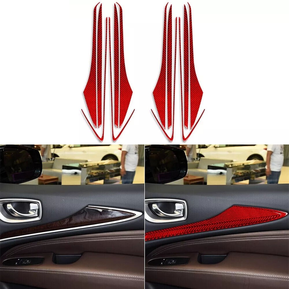 12Pcs Red Carbon Fiber Interior Door Panel Set Trim For Infiniti JX35 QX60 13-16