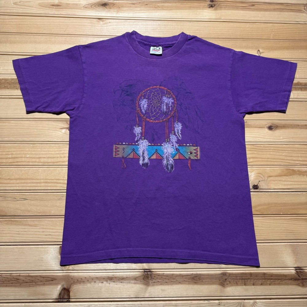 Vintage 90s Dreamcatcher Native American Eagle Tribal Graphic T-Shirt USA Medium