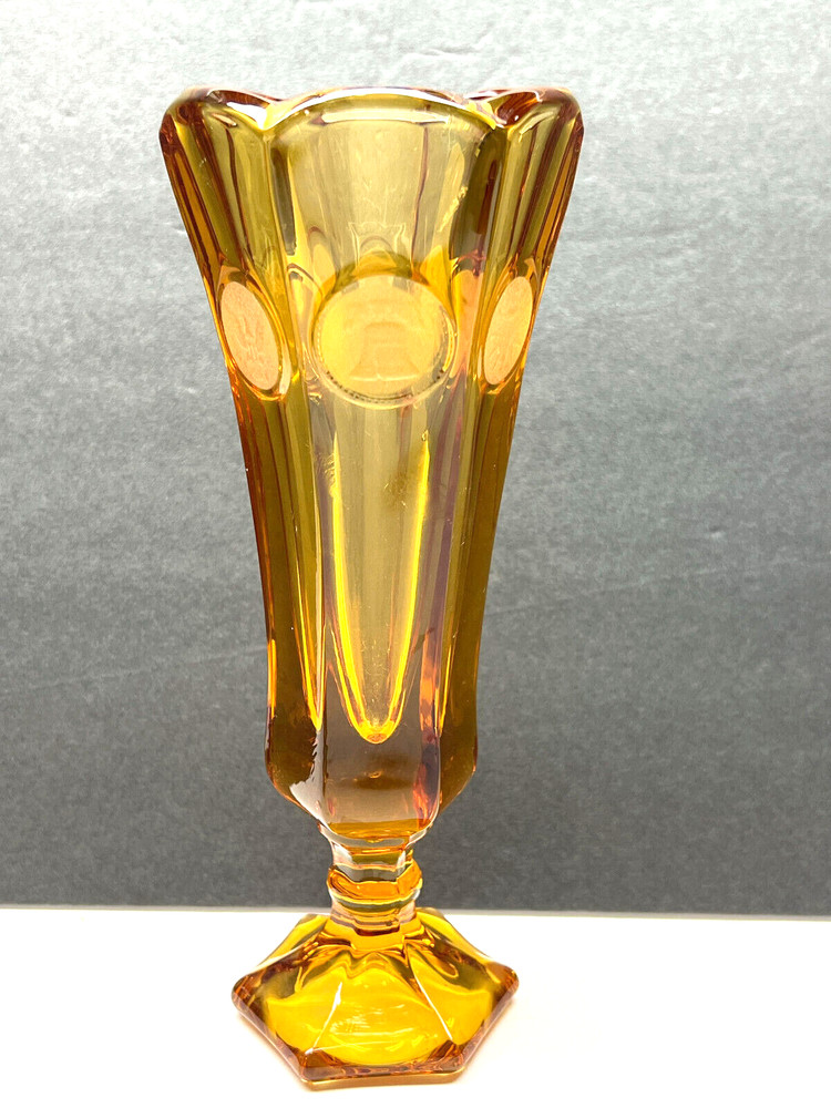 Vintage Fostoria Liberty Vase Amber Glass  Decoration 8 