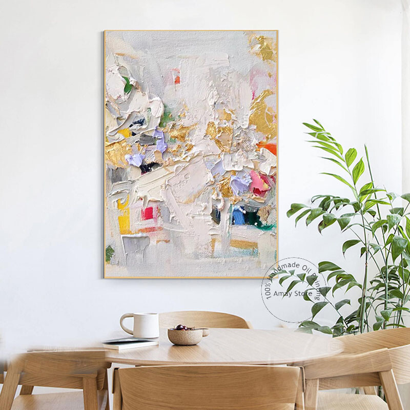 Modern Abstract Blossom Oil Painting On Canvas Handmade Flower Painting Decor