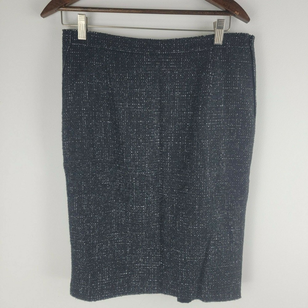 Max Mara womens tweed wool pencil skirt made in Italy black sz 10