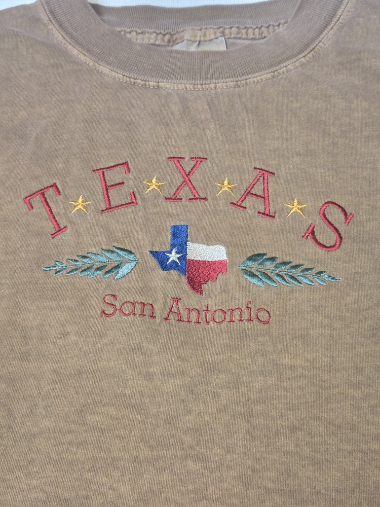 Vintage Tultex Embroidered San Antonio Texas T shirt  Brown Men's XL
