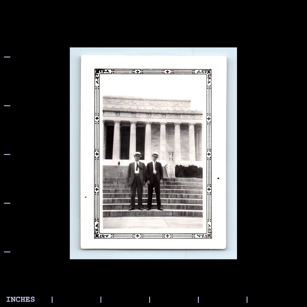 Old Vintage Photo MEN OUTSIDE LINCOLN MEMORIAL WASHINGTON DC BORDER