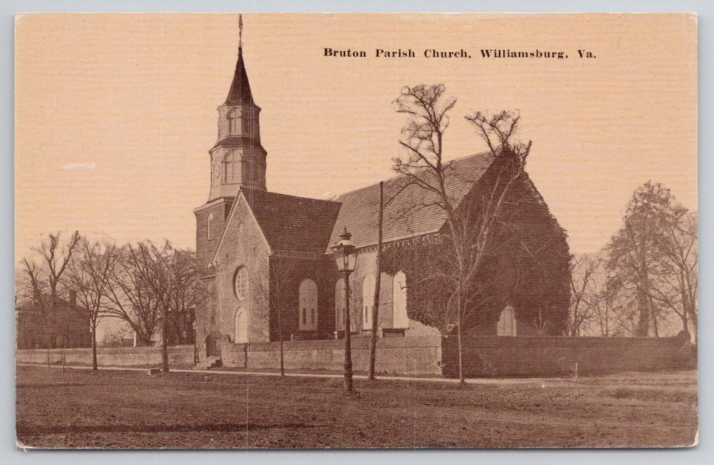 Bruton Parish Church Williamsburg VA Postcard L. Kaufmann 1907+ Sepia