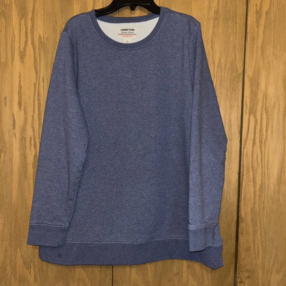 Vintage 90s Lands End Womens Sweatshirt Size Medium Blue Long Sleeve Fleece