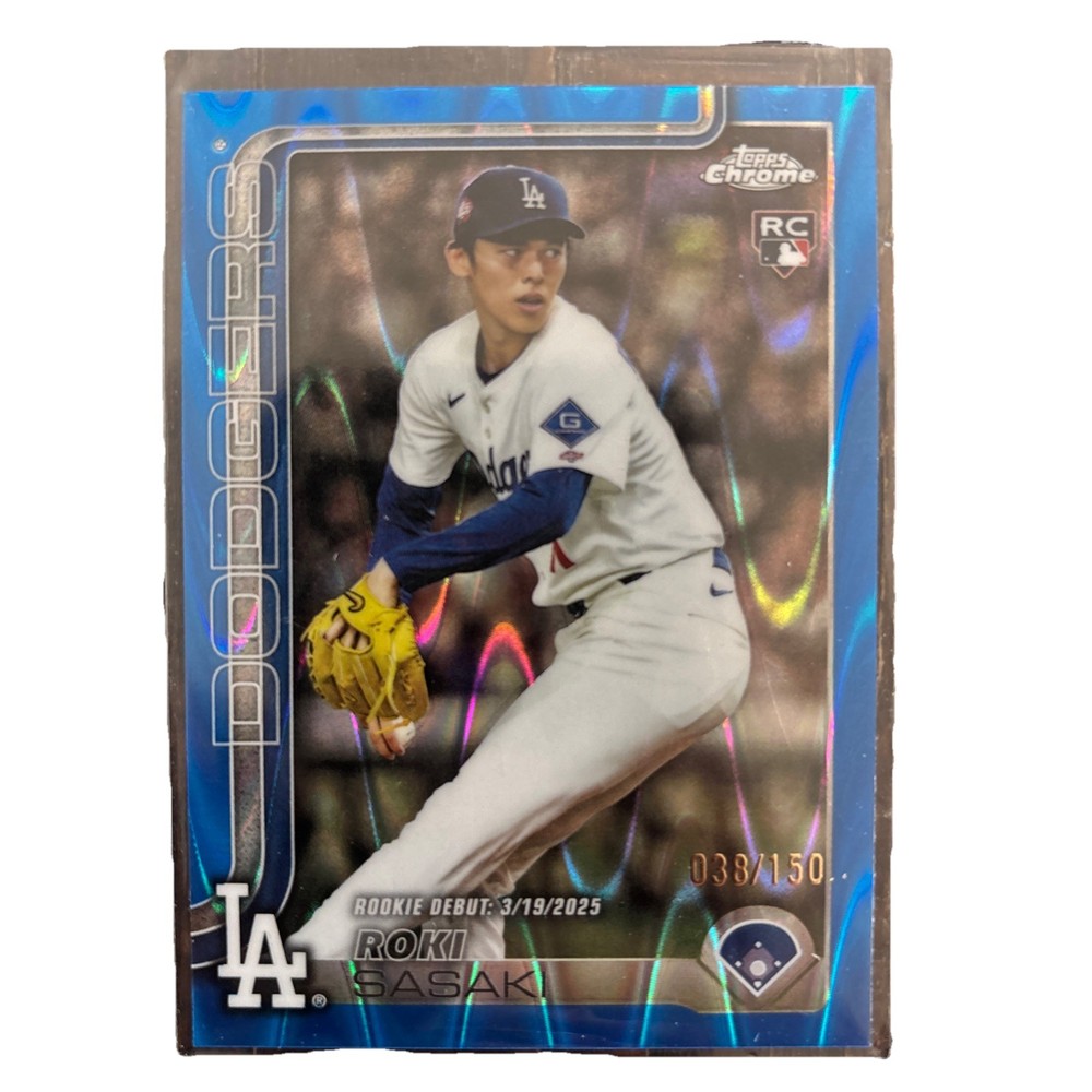 2025 Topps Chrome Rookie Debut Roki sasaki #USC73 Blue Lava Refractor /150 (RC)