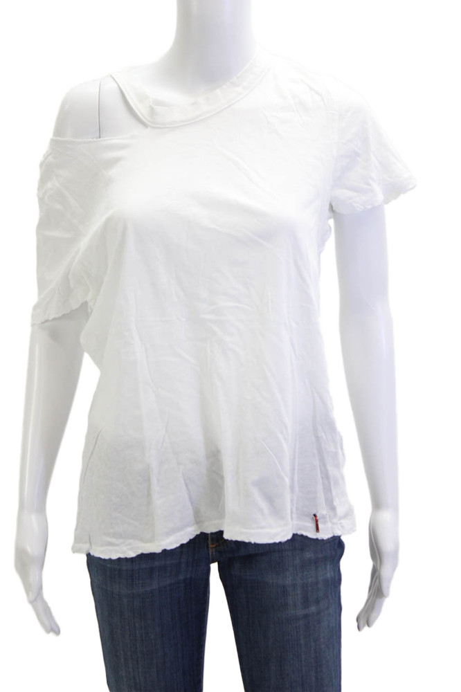 Philanthropy Women Basic Cotton White Crew Neck T-Shirt Short Sleeve Size MFree Shipping in US $100+ Orders | $6.95 Orders Below