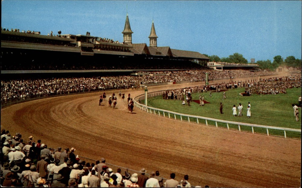 Kentucky Louisville Churchill Downs Horse Racing ~ 1950s-60s postcard sku563