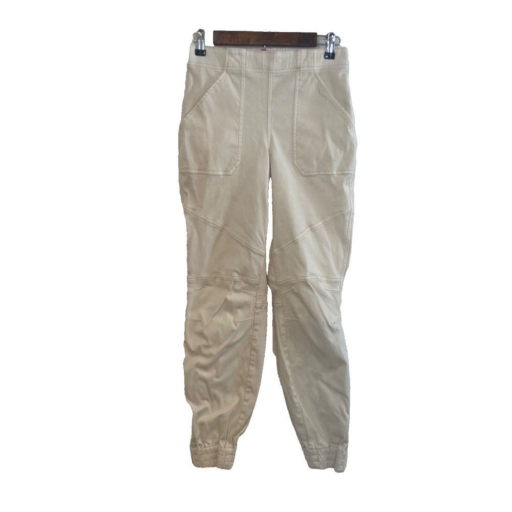 Spanx Cream Twill Cargo Joggers Pants Women's size M Elastic Waist Pull On