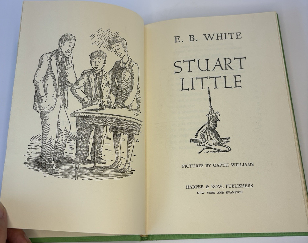 Vintage E. B. White Stuart Little Illustrated Green Hardcover W/O Dust Jacket