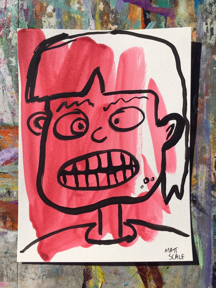 Matt Scalf Portrait Face Abstract ORIGINAL PAINTING Street Modern Graffiti 9x12