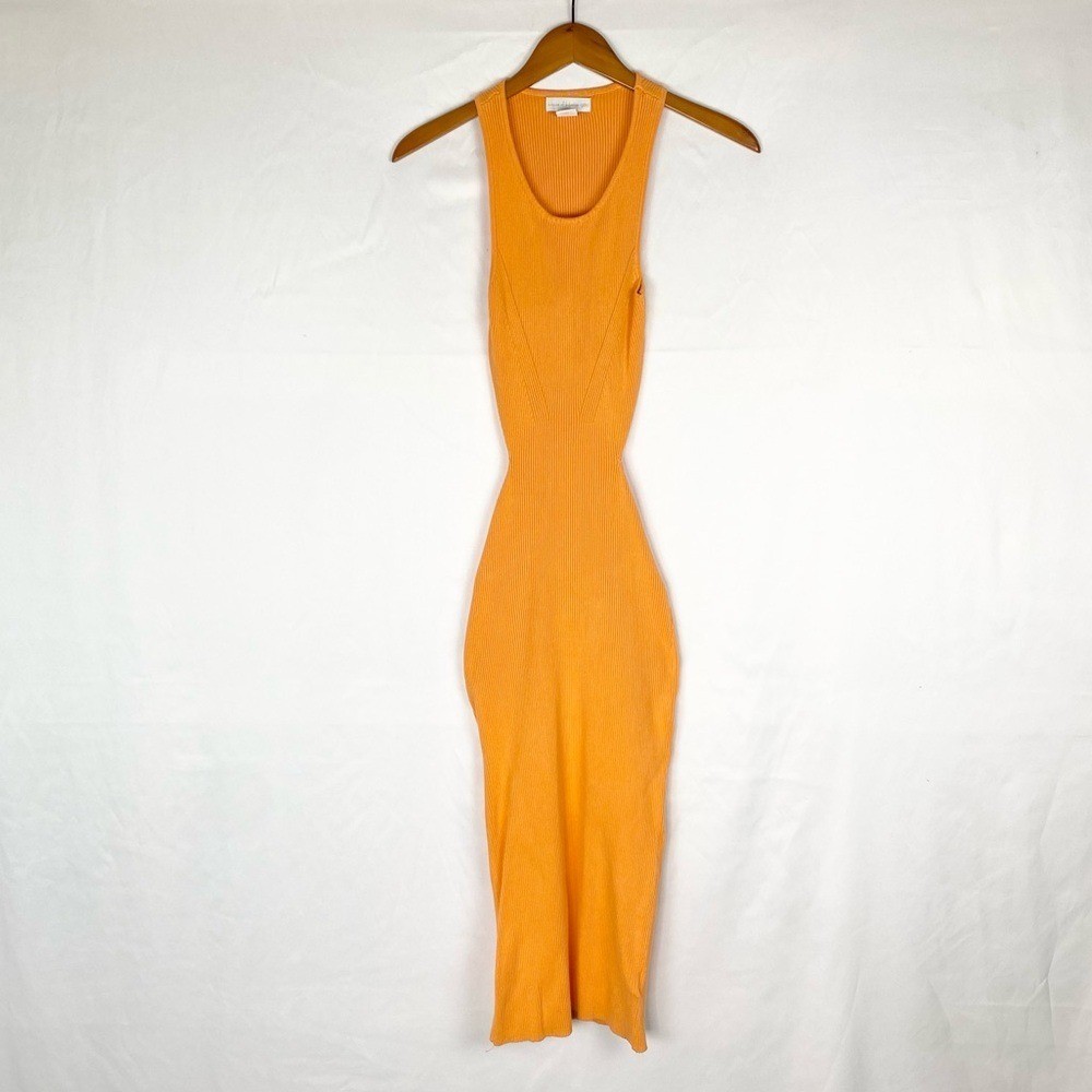 House of Harlow 1960 Cut Out Midi Dress Ribbed Orange Sleeveless Size Small