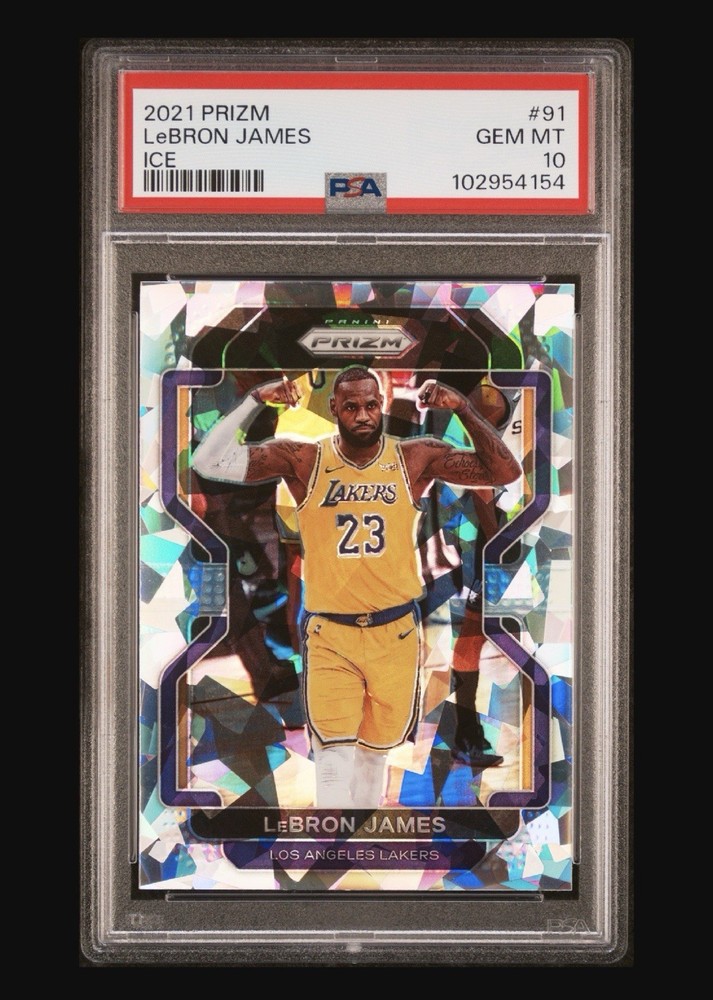 2021 PANINI PRIZM 91 LeBRON JAMES ICE PSA 10