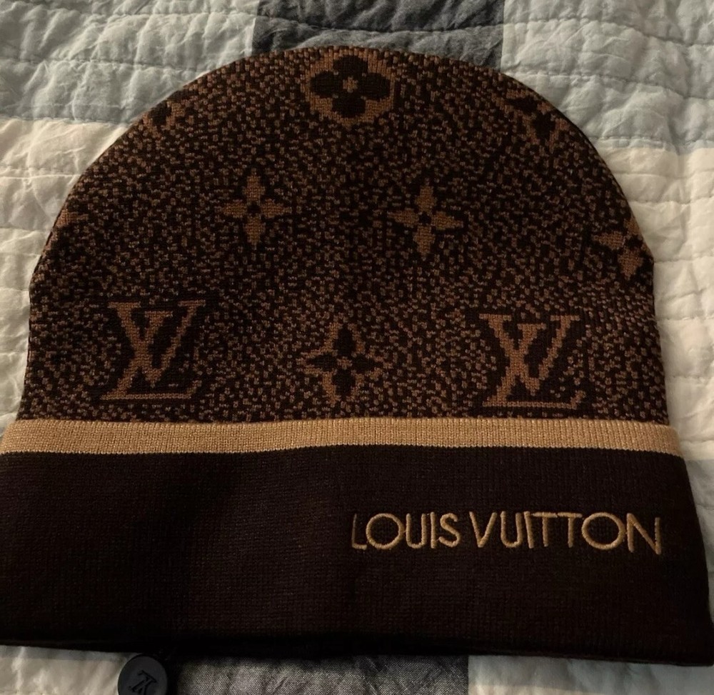 LV Eclipse beanie knit cap Monogram Knit hat Toque Skull Cap Brown