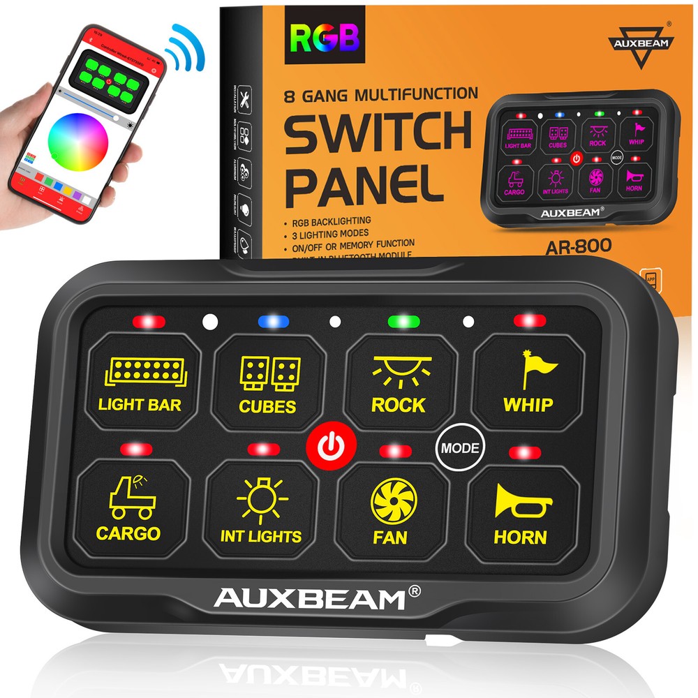 AUXBEAM 8 Gang Switch Panel LED Light Bar Electronic Relay System for UTV ATV