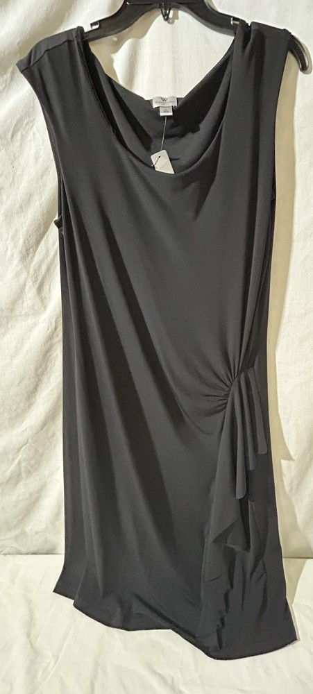 Worthington NWT Women's Stretch black sleeveless dress side ruffle XL