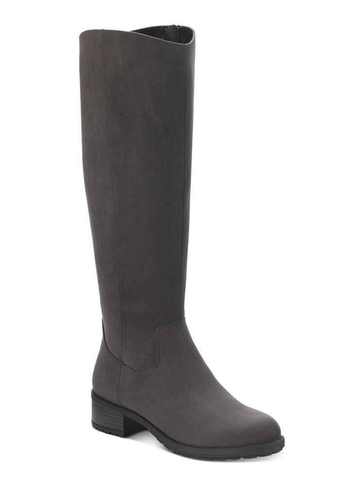 STYLE & COMPANY Womens Gray Graciee Round Toe Block Heel Zip-Up Riding Boot 8 M