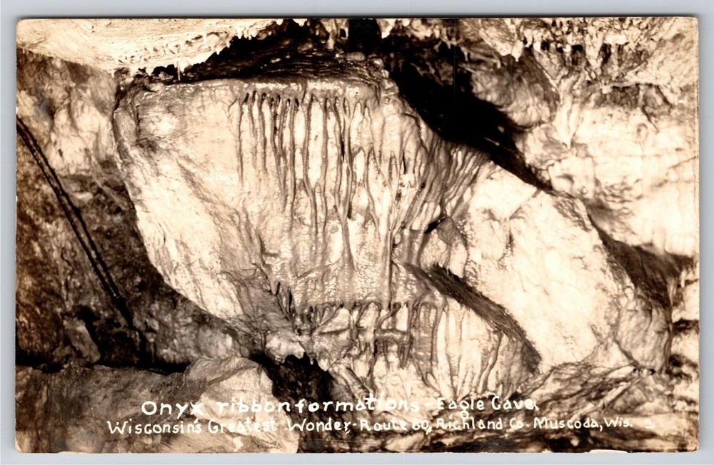 RPPC~Muscoda Wisconsin~Onyx Ribbon Formation @ Eagle Cave~Real Photo Postcard
