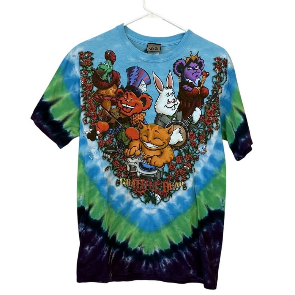 Grateful Dead Alice in Wonderland Tie-Dye T-Shirt Medium Liquid Blue Jam Band