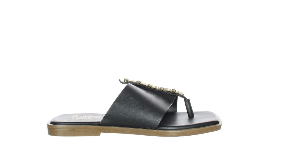 Franco Sarto Womens Megs Black T-Strap Sandals Size 6.5 (7730446)