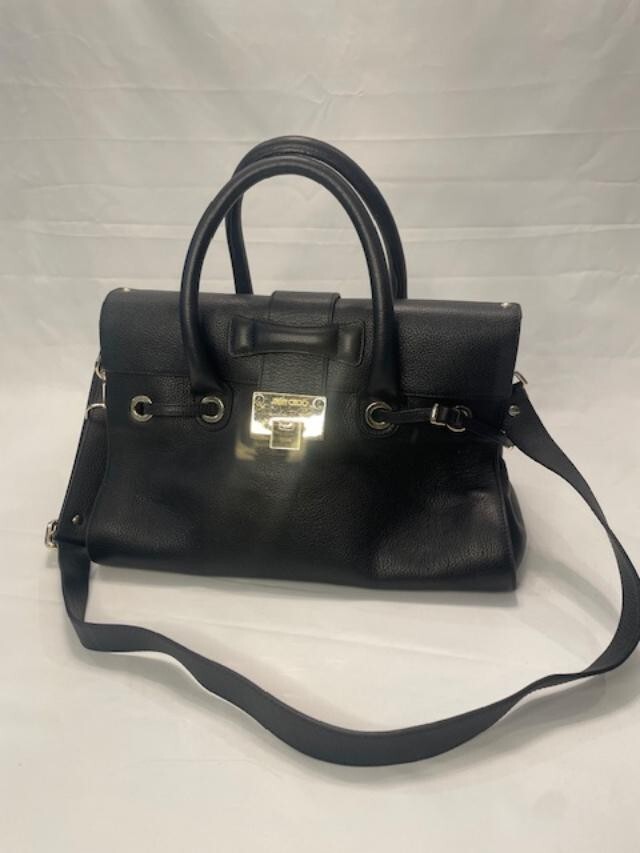 JIMMY CHOO Riley Handbag - Leather Black Gold Hardware 2WAY Shoulder Bag
