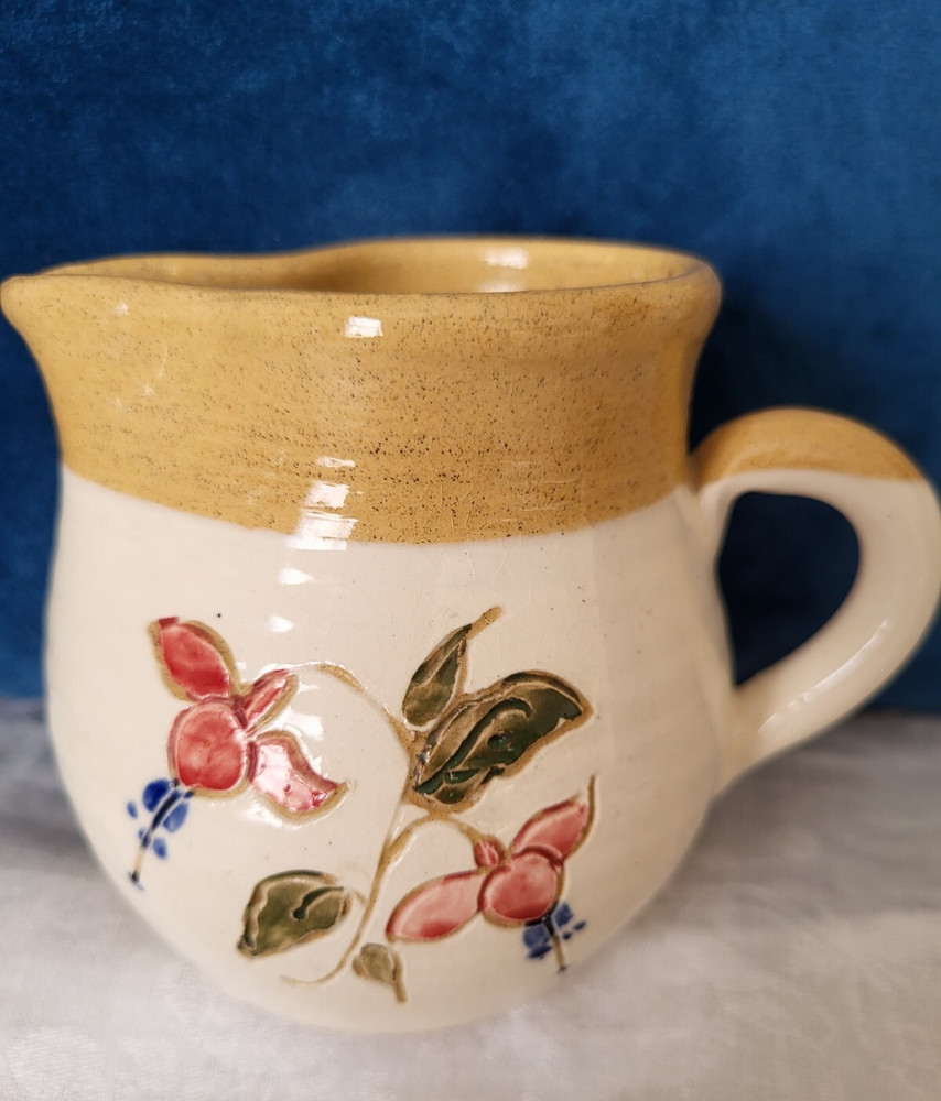 Vintage O'Neill pottery creamer pitcher bleeding hearts Ireland signed stoneware