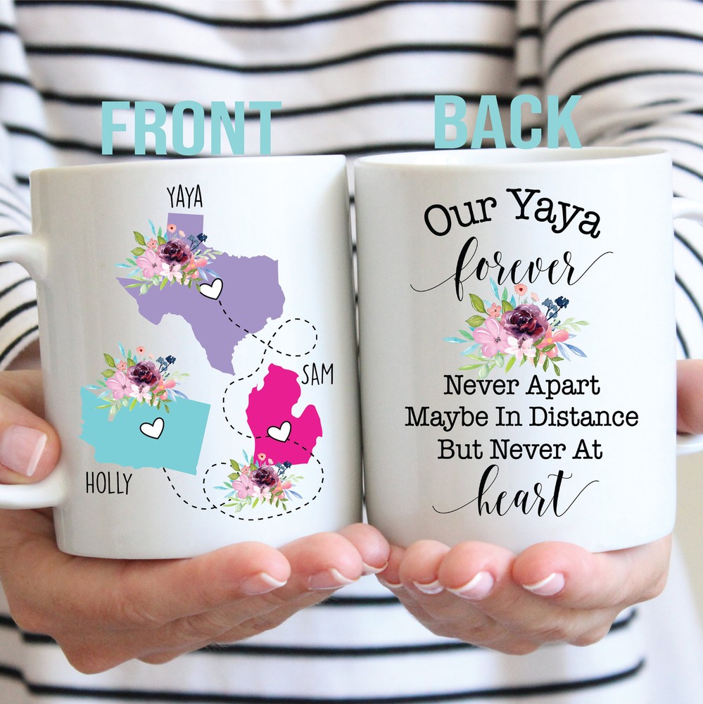 Custom Yaya Gift My Yaya Forever Never Apart Yaya State To State Mug Long