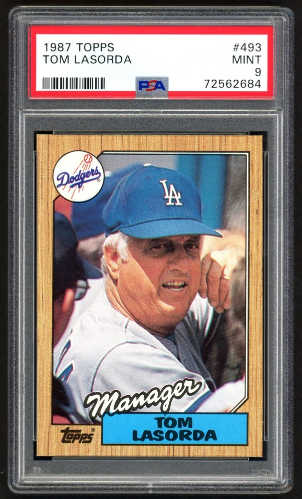 1987 Topps Tom Lasorda #493 Dodgers HOF Manager PSA 9 Mint Condition